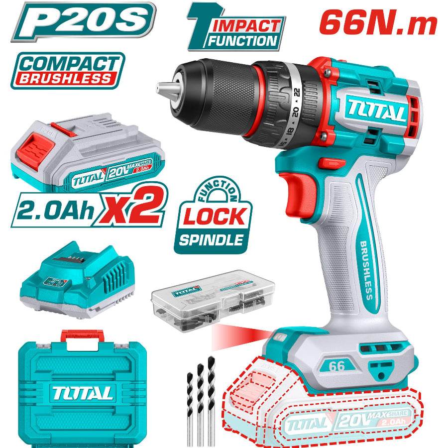 20V Cordless Drill Brushless 66Nm - Total Tools